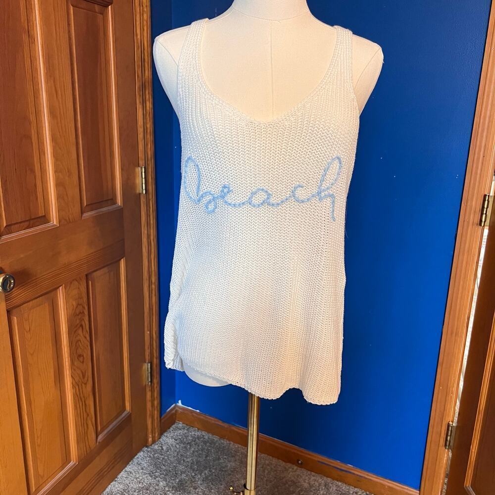 Vintage Havana White Sweater Tank. “Beach”. NWT. Size Large